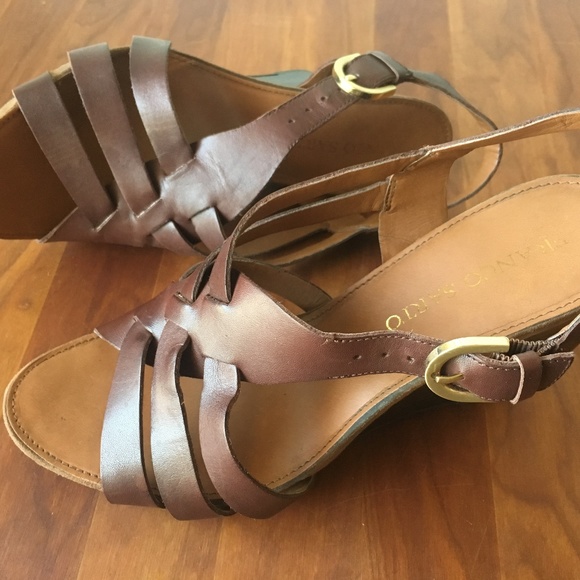 Franco Sarto Brown Leather Wedge Sandals 9.5 - Picture 5 of 7